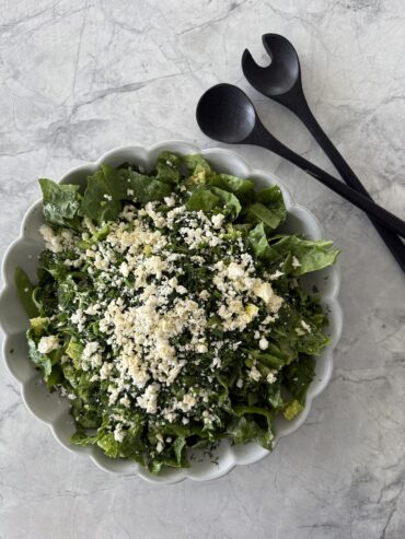 Green Greek Salad With Feta And Easy Honey Lemon Vinaigrette Dressing