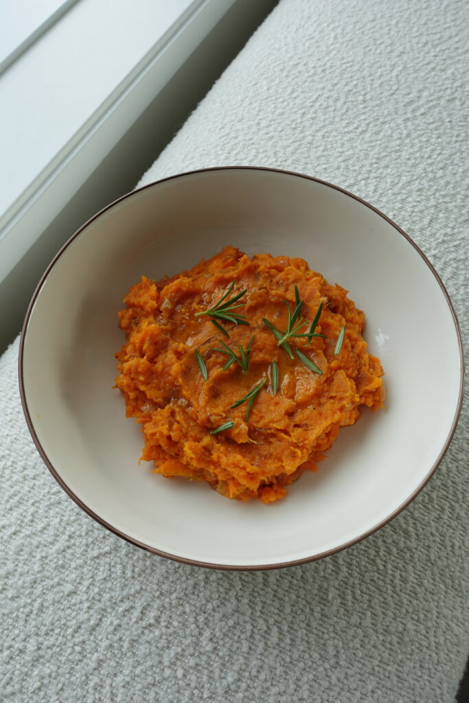 Creamy Mashed Sweet Potatoes With Caramelized Onions
