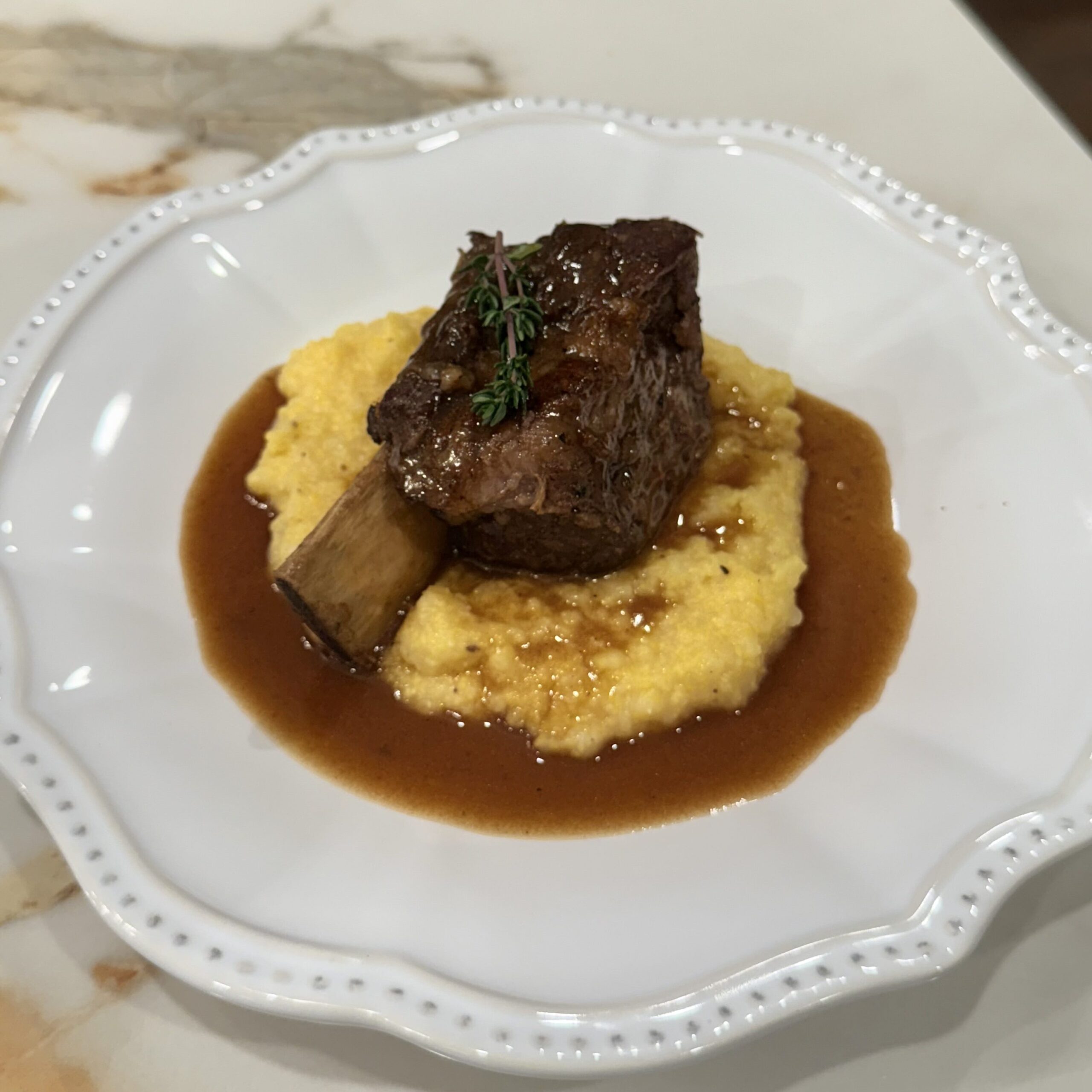 hard cider braised short ribs with creamy polenta