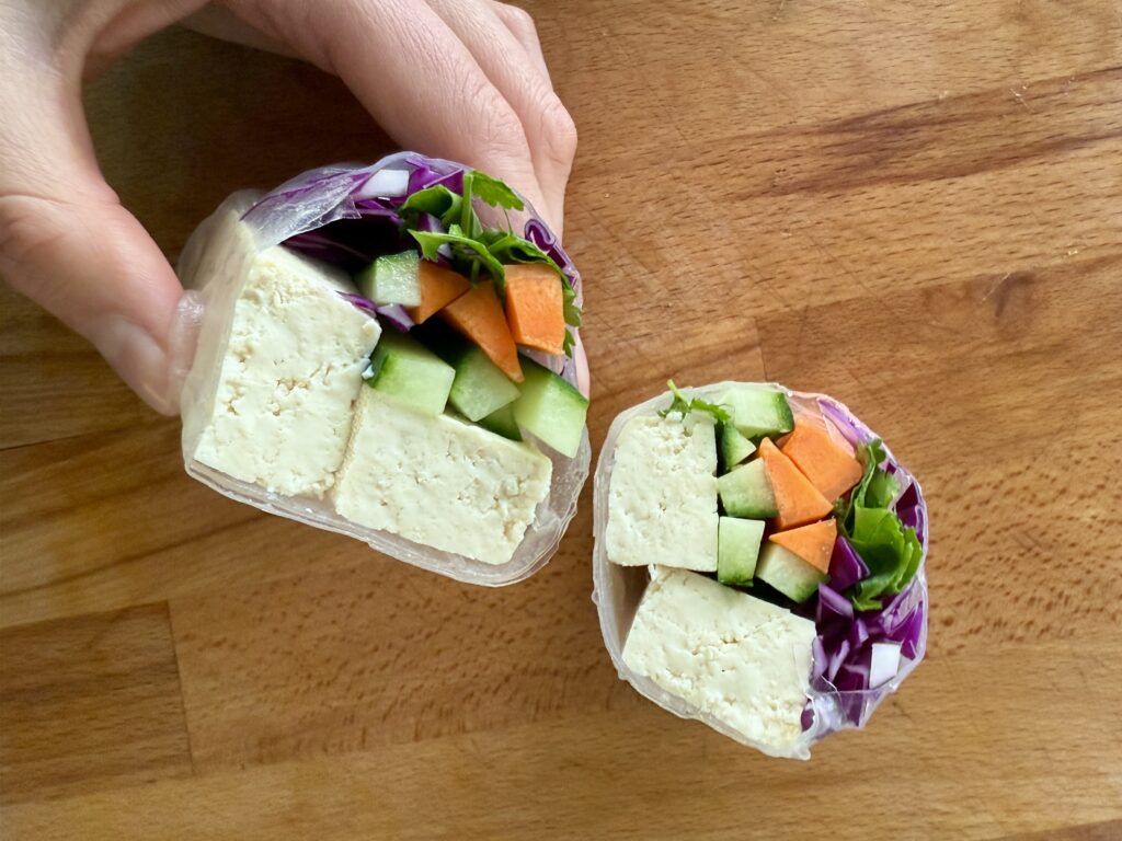 Tofu Spring Rolls with Creamy Peanut Dipping Sauce