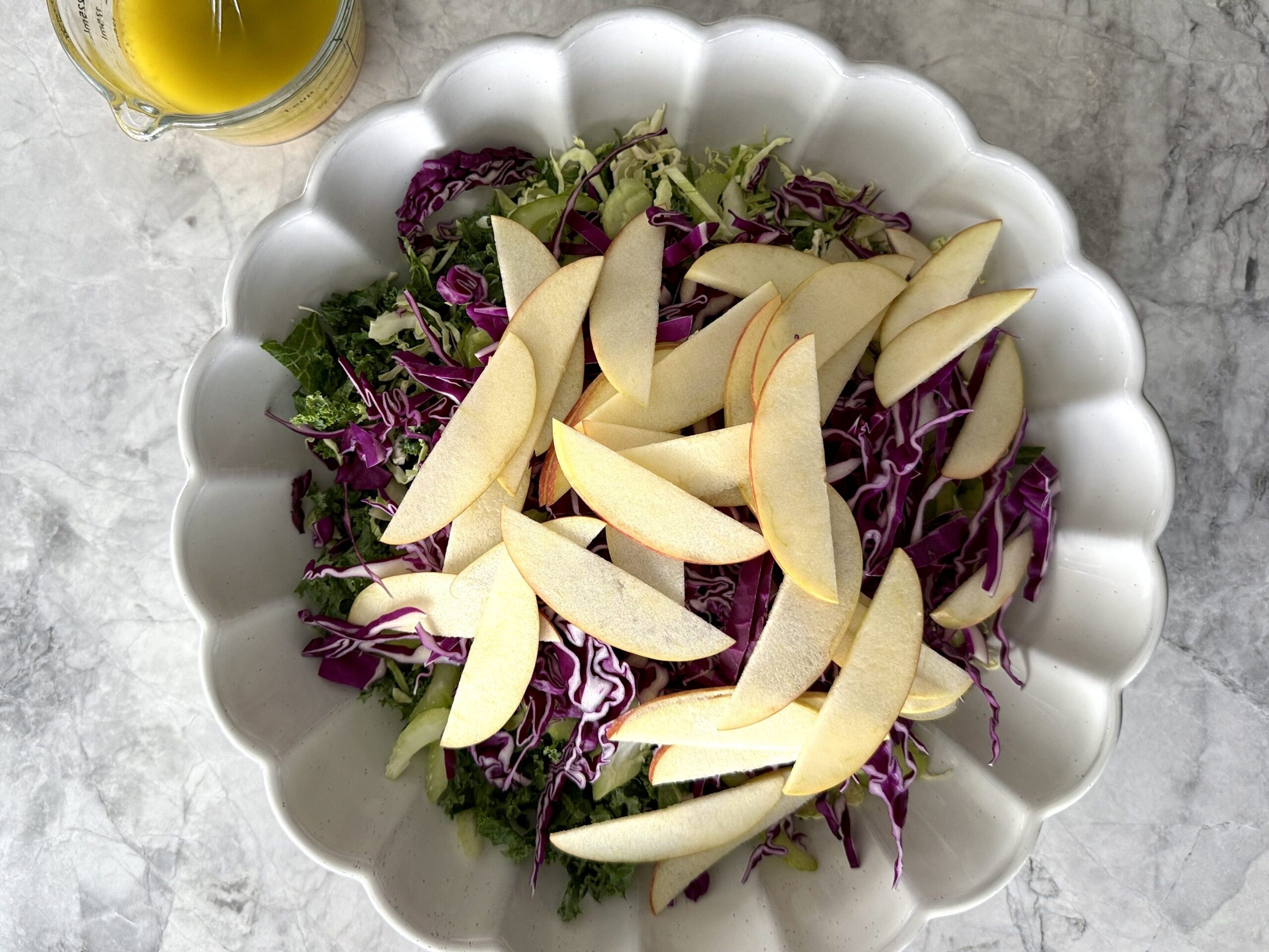 Shredded Kale and Cabbage Salad with Apple Cider Vinaigrette